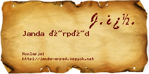 Janda Árpád névjegykártya